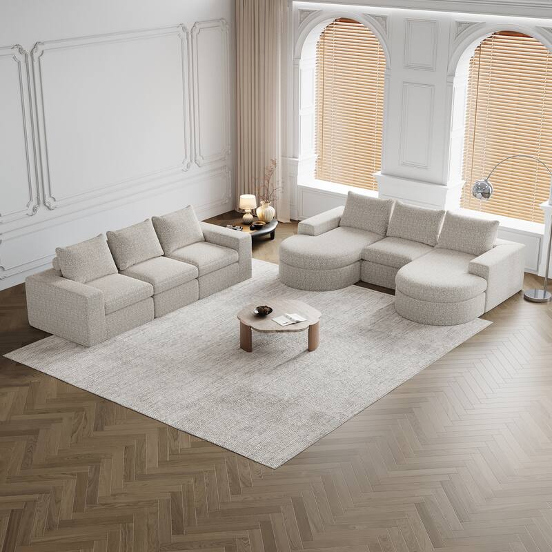 Roomfitters 99" Modern Chenille Cloud Curved Sectional Sofa with Chaise, L-Shaped Couch, for Living Room or Apartment