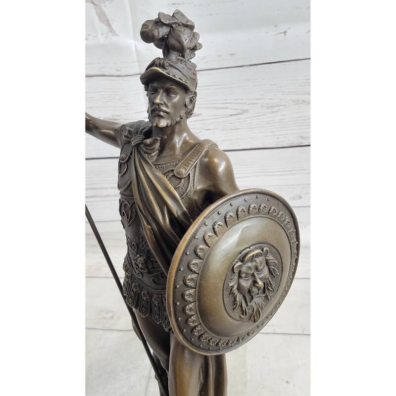 Spartan Greek King Leonidas 300 Hoplite Warrior Hero Bronze Sculpture Statue Marble Base
