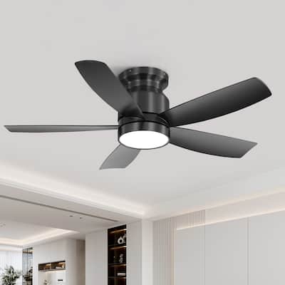 Low Profile Ceiling Fan with LED Light, 42 Inch Flush Mount Ceiling Fan Lights with Remote Control, Reversible Dc Motor