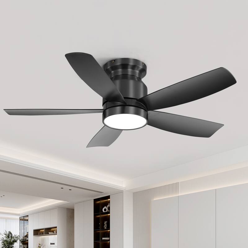 Remote Control Ceiling Fan with Dimmable LED Light, 6-Speed Wind Adjustable Reversible DC Motor Flush Mount Ceiling Fan