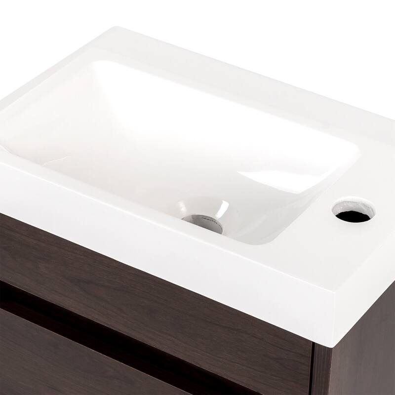 Spring Mill Cabinets Kambree 15.75" Floating 1-Door Bathroom Vanity With White Sink Top