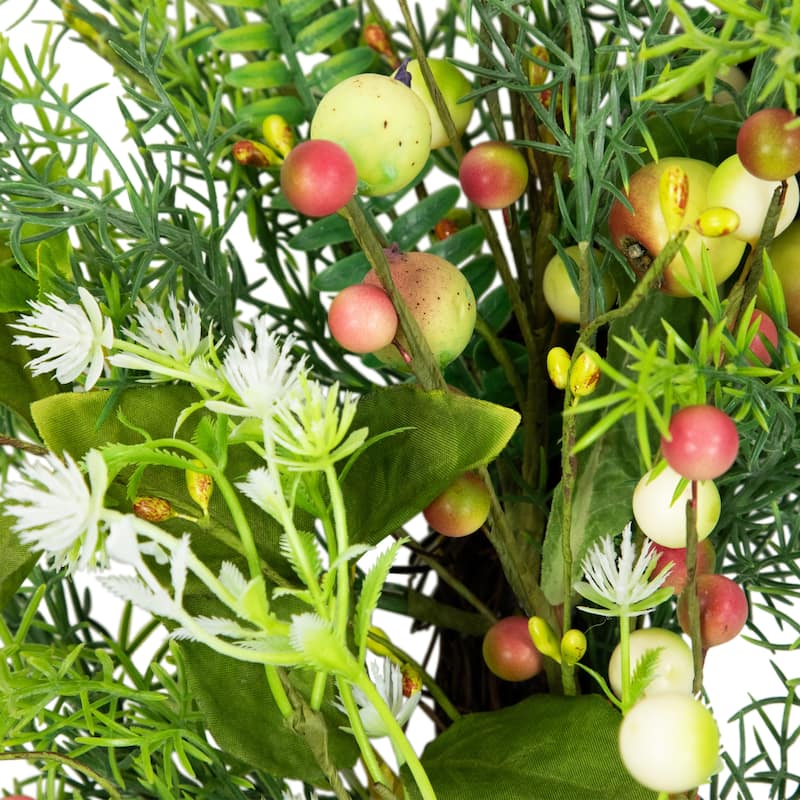 Berry and Crabapple Fern Foliage Spring Wreath - 22"
