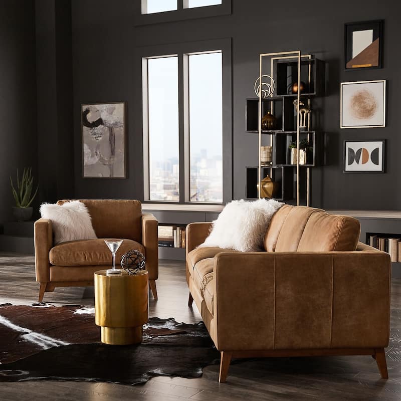 Roma Tan Leather Sofa by iNSPIRE Q Modern