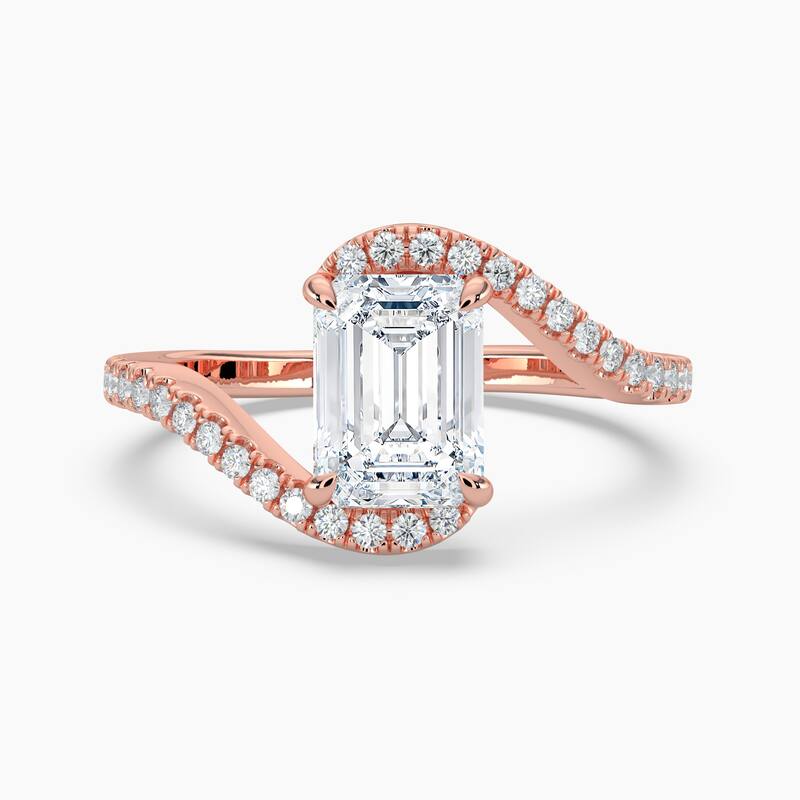 Auriya 14k Gold Emerald-cut Lab Grown Diamond Bypass Engagement Ring 1.00 to 5.00 ct. tw. (F-G, VS) - 3.00 carats - Rose - 5.5
