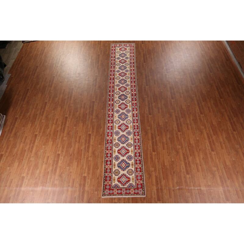 Kazak Runner Rug Handmade Wool Carpet - 2'10" x 16'3"