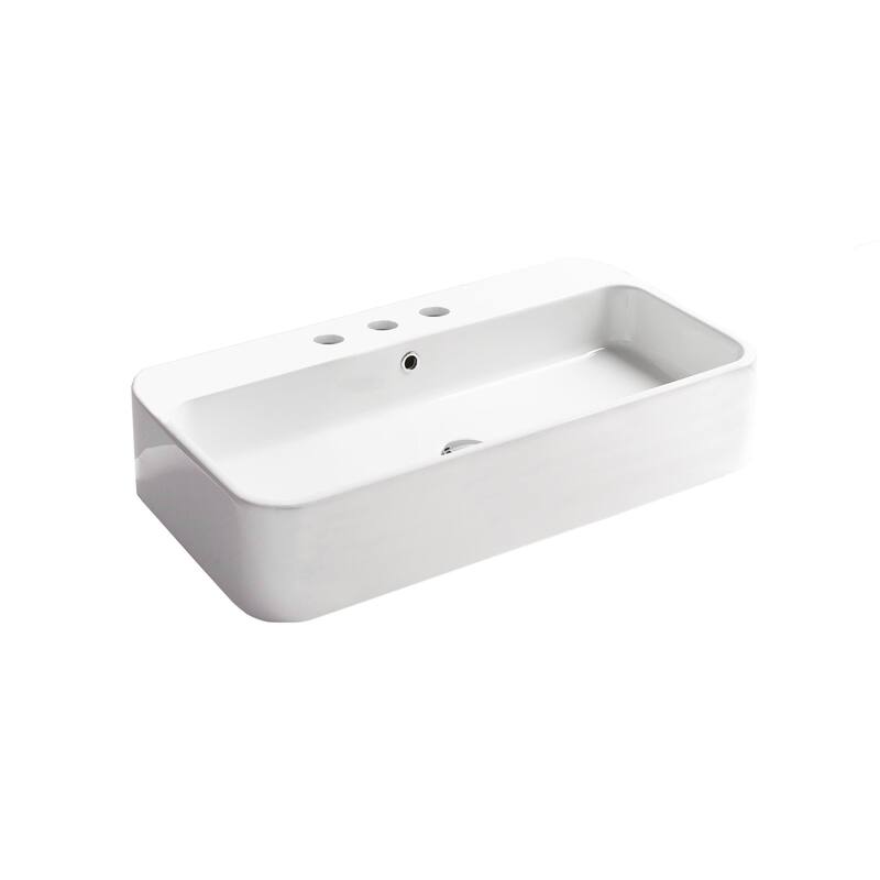 WS Bath Collections Cosa 31-1/2" Rectangular Ceramic Vessel or Wall - Gloss White