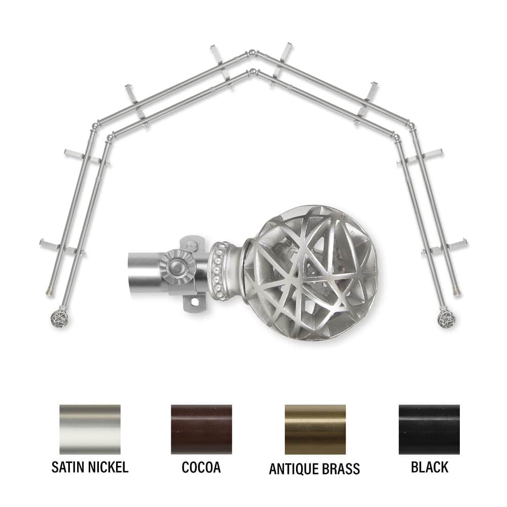 InStyleDesign Emerson 13/16" 4-Sided Double Bay Window Curtain Rod