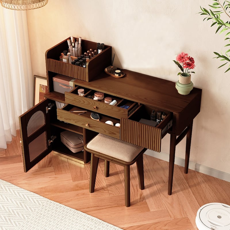 JASIWAY Vanity Makeup Table with 3 Drawers
