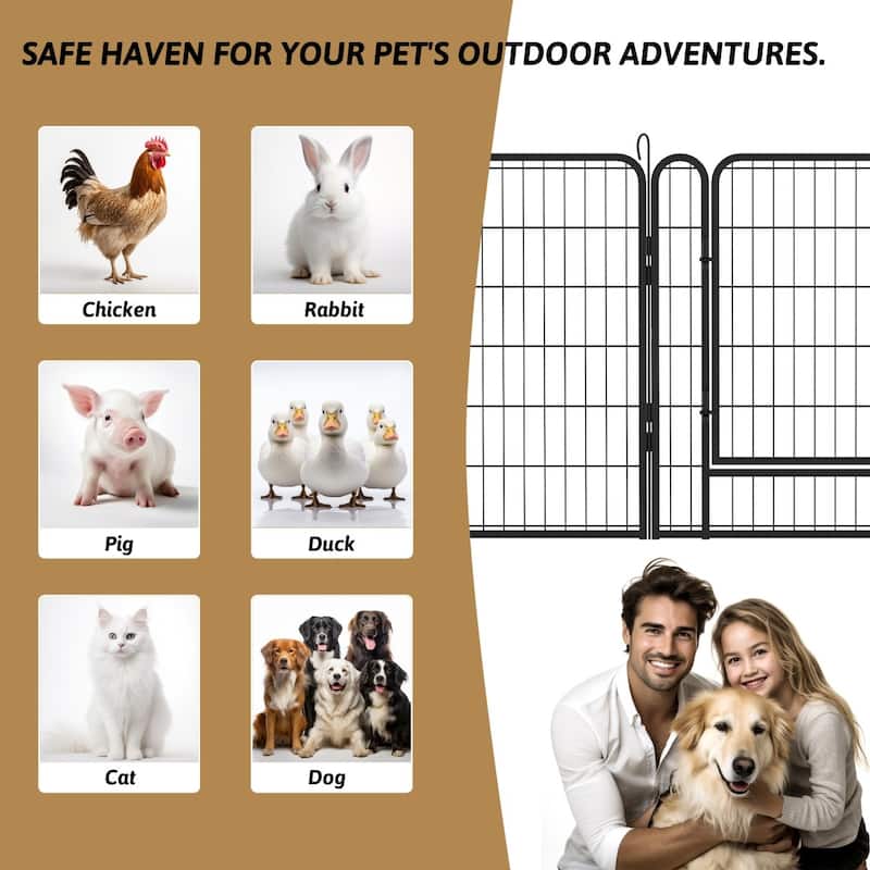 Heavy Duty Metal Dog Playpen with Door and 6 to 16 Panels for Indoor Outdoor