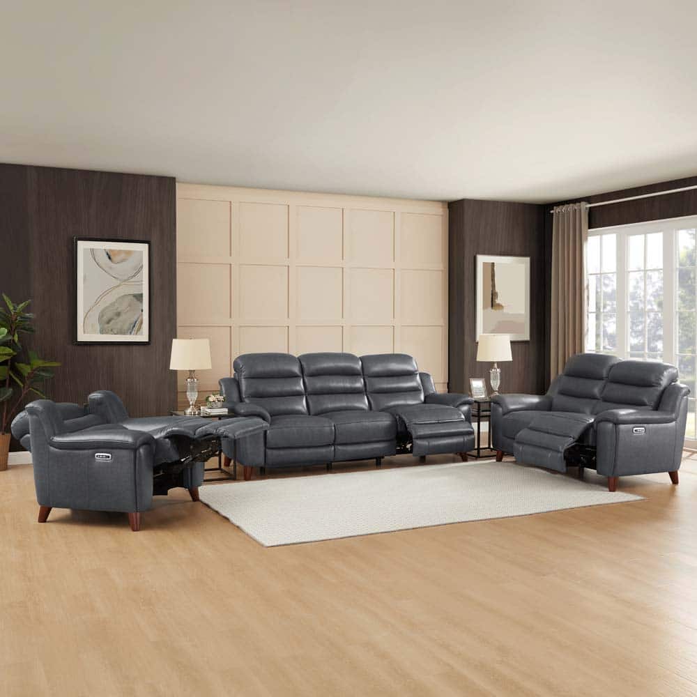 Hydeline Dream Top Grain Leather Power Headrest Zero Gravity Reclining Sofa Loveseat and Chair Set