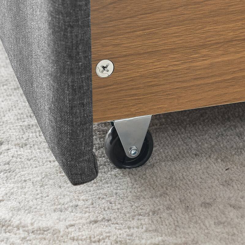 Roomfitters Twin/Full/Queen Upholstered Daybed with Tufted Backrest, Nailhead Trim and Underbed Storage Trundle