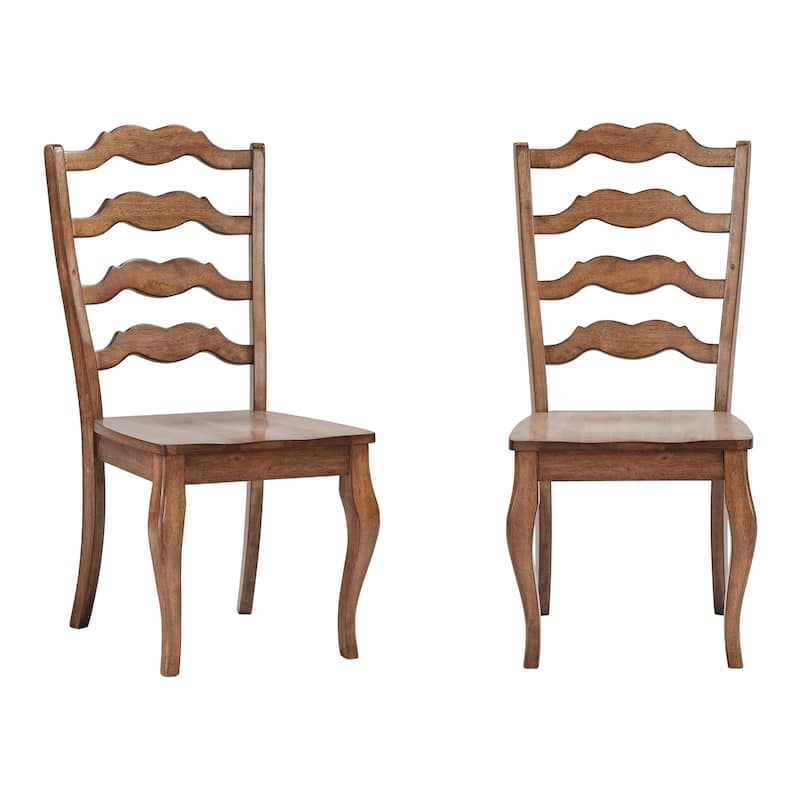 Ronda French Ladder Back Wood Dining Chairs (Set of 2) - Oak