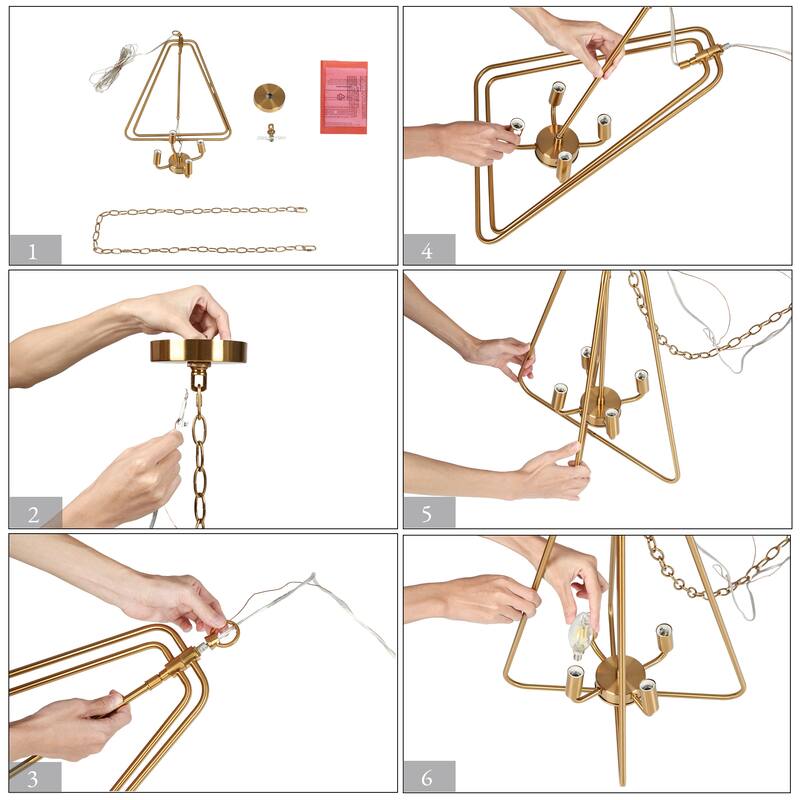 Modern Gold 4-Light Lantern Chandelier Dimmable Pendant for Kitchen Island Foyer - Brass Gold - 15.7"Dx20.9"H