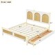preview thumbnail 4 of 12, Queen Size Wood Storage Platform Bed with Rattan Headboard