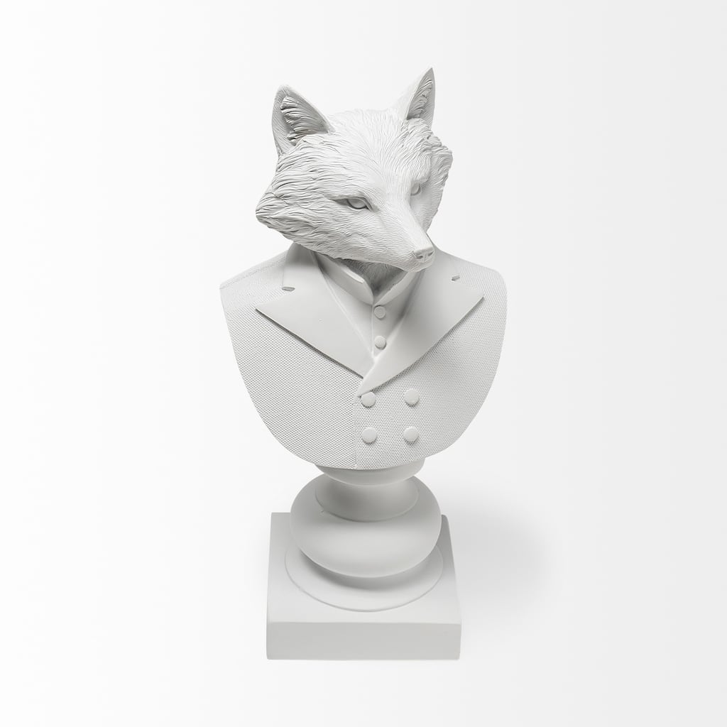 HomeRoots 13" White Resin Fox Bust Tabletop Sculpture - 5.00 in. x 13.00 in. x 6.00 in.
