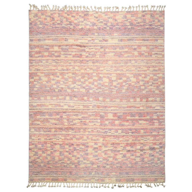 8x10 Tibetano Hand Knotted Wool Ivory Modern & Contemporary Boho Rug - 8' x 10'