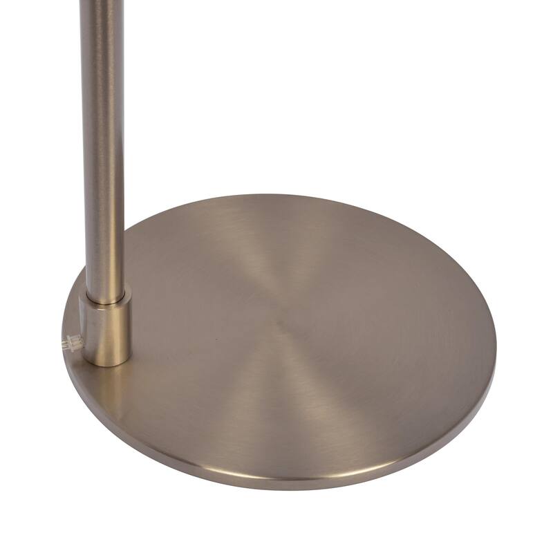 Brushed Nickel Floor Lamp with Rotary Switch Metal Base White Linen Shade