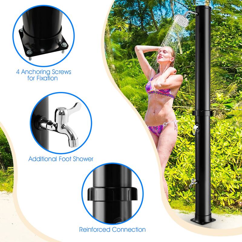 Costway 7.2 FT 10 Gallon Solar Heated Shower w/Adjustable Head & Foot - See Details
