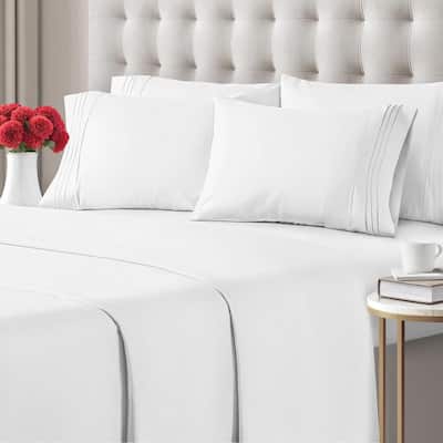 CGK Linens 6 Piece Solid Deep Pockets Microfiber, Easy-Fit Bed Sheet Set