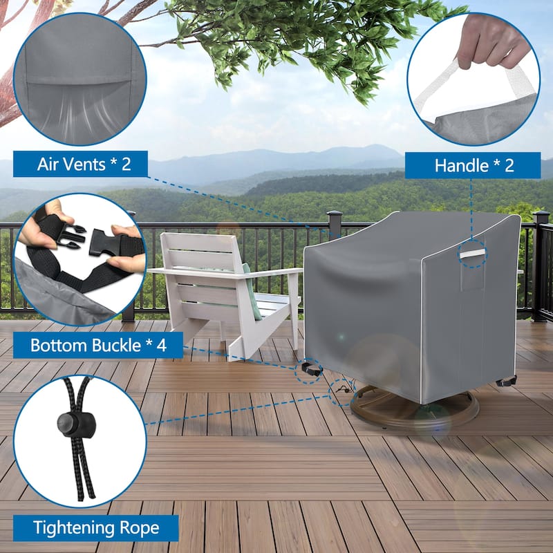 2-Pack Heavy Duty Waterproof Outdoor Lounge Chair Covers - All-Weather Patio Furniture Protection
