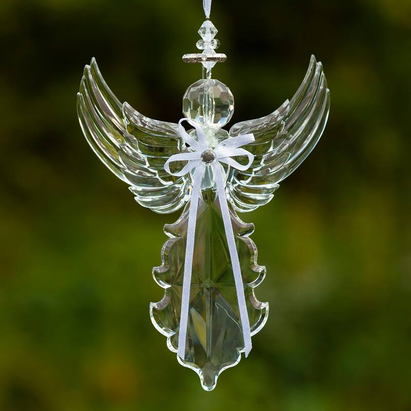 Hanging Clear Acrylic Angel Ornaments in 6 Assorted Style - 4x1x7.5