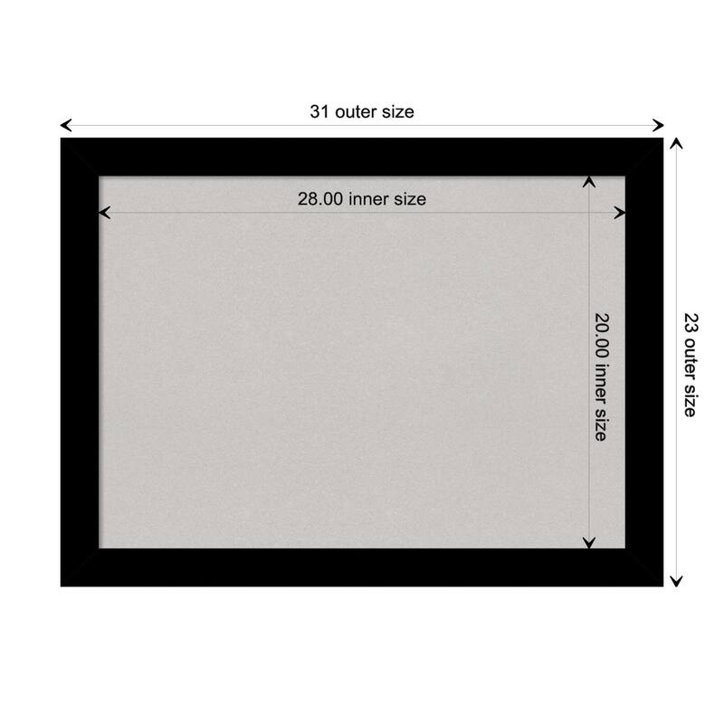 Brushed Framed Grey Corkboard Bulletin Board - Brushed Black - Board Size 28x20