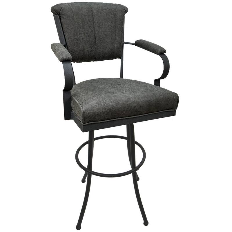Miami Extra Tall 34" Spectator Metal Bar Stool on Noam Base - 34" Seat Height - Northwest Elk - Grey