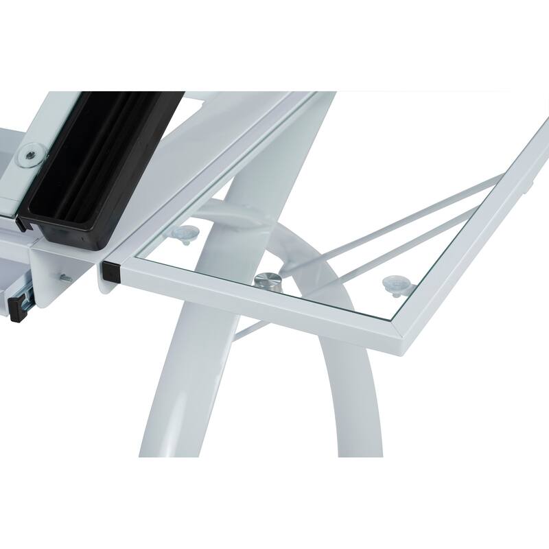Studio Designs Futura Glass Top Drafting Table with Folding Shelf