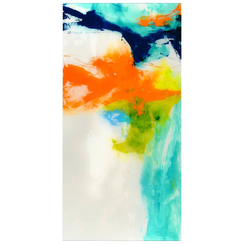 "Tidal Abstract 1" Frameless Free Floating Tempered Glass Panel Graphic Wall Art
