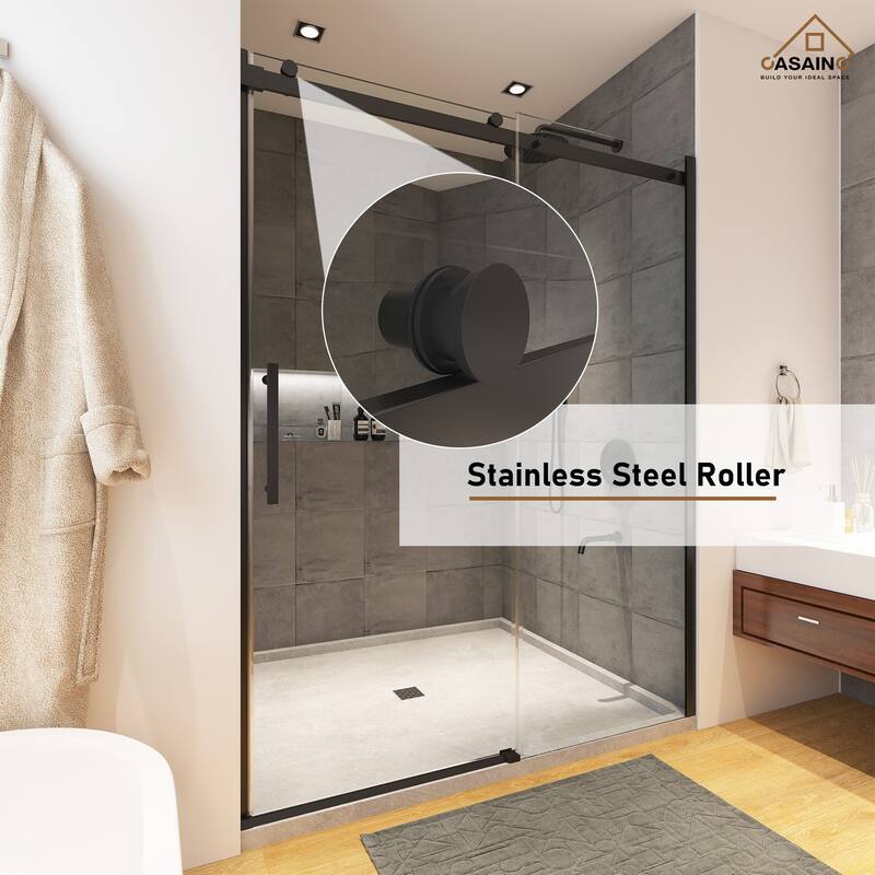 CASAINC 48"*76" Frameless Single Sliding Shower Door