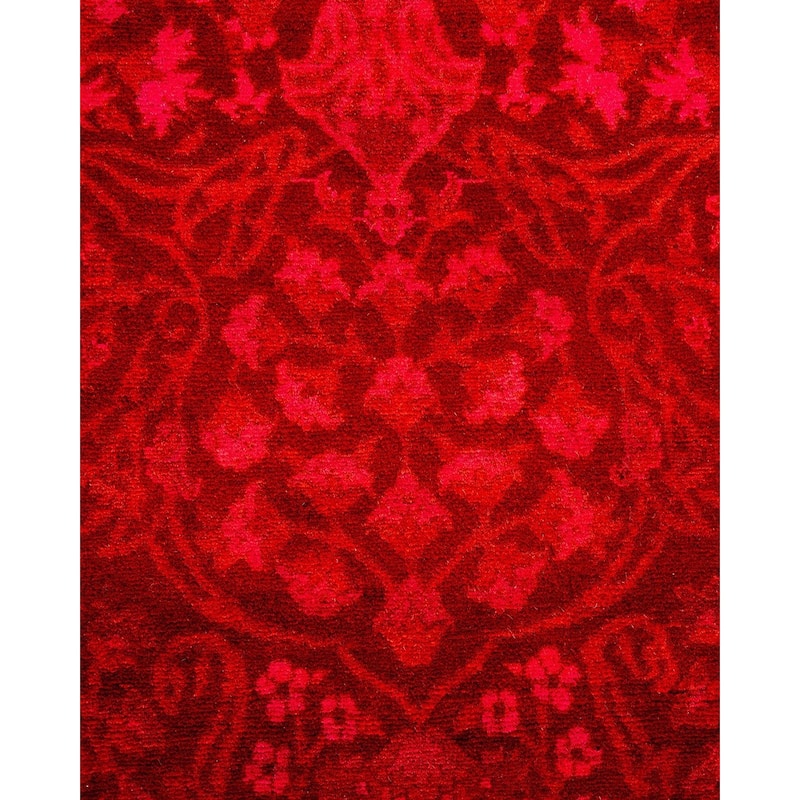 Overton Hand Knotted Wool Vintage Inspired Modern Contemporary Overdyed Pink Runner Rug - 3' 1" x 25' 1"