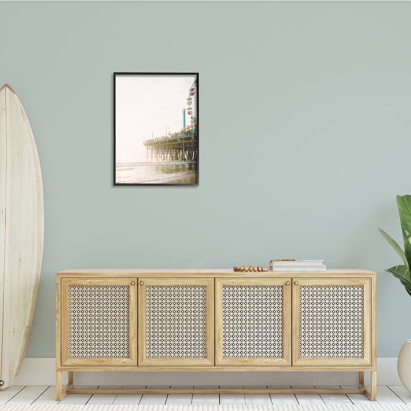 Stupell Coastal Boardwalk Pier Carnival Ferris Wheel Photography Framed Wall Art - Off-White
