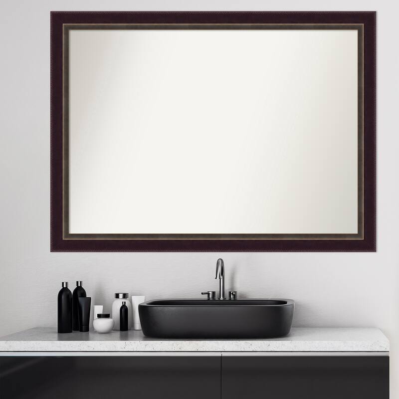 Non-Beveled Wood Bathroom Wall Mirror - Signore Bronze Frame
