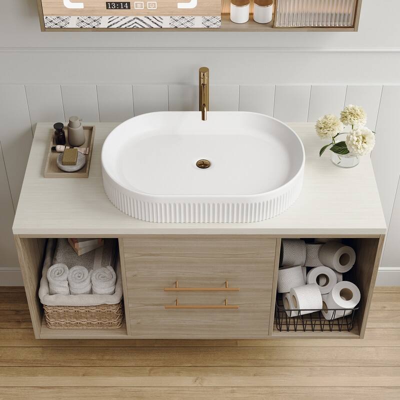 Wall-Mounted Bathroom Vanity with Ceramic Sink