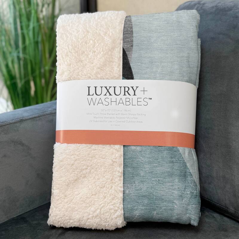 Premium Machine Washable Modern Contemporary Sherpa Throw Blanket