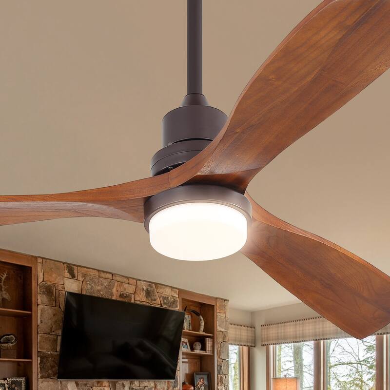Sofucor 52 Inch Ceiling Fan with Light and Remote,Smart Optional,Quiet DC Motor for Bedroom Living Room Farmhouse Patio Porch