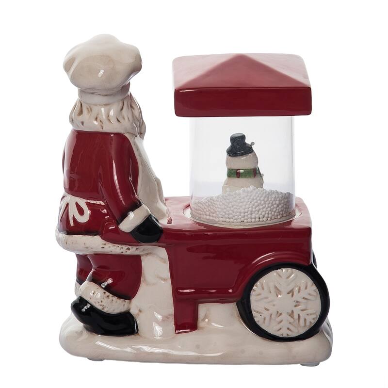 Transpac 8.75 in. Holiday Santa Vending Cart with Music