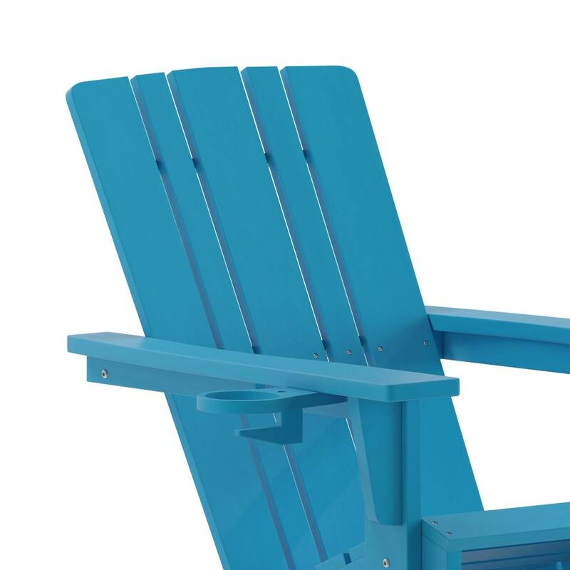 Commercial All-Weather Rocking Adirondack Chair with Swiveling Cupholder
