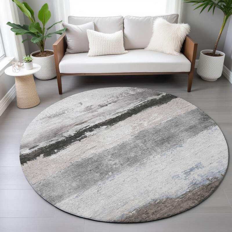 Machine Washable Indoor/Outdoor Watercolor Ombre Chantille Rug