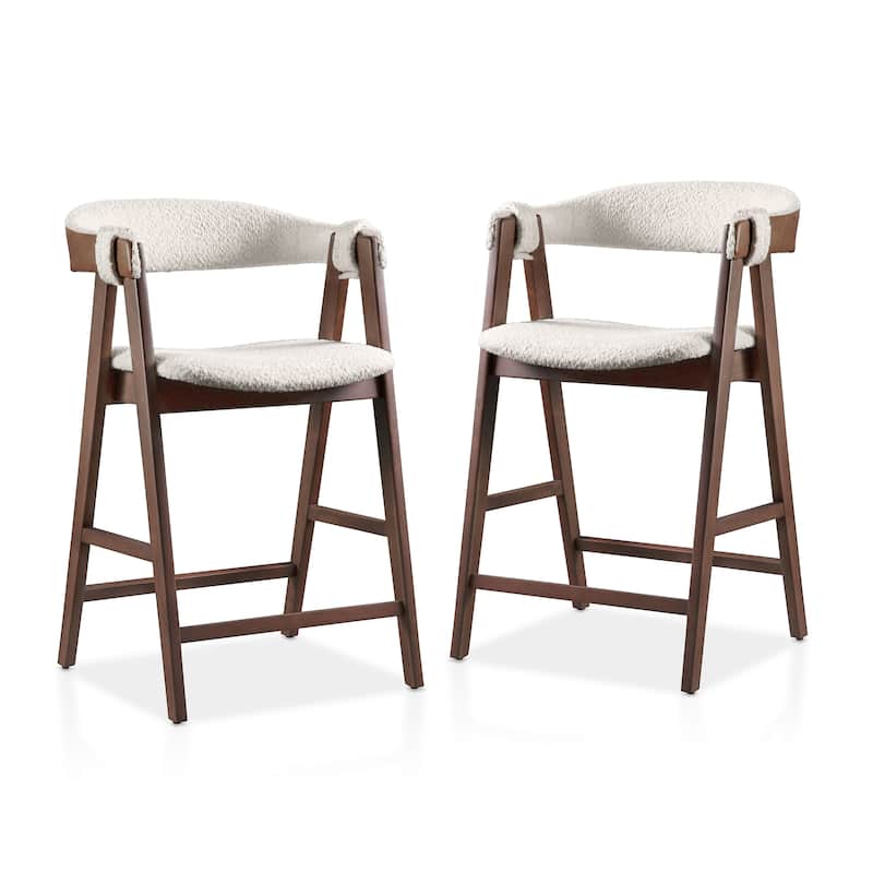 Furniture of America Shaw Mid-century Boucle Counter Height Chairs (Set of 2)