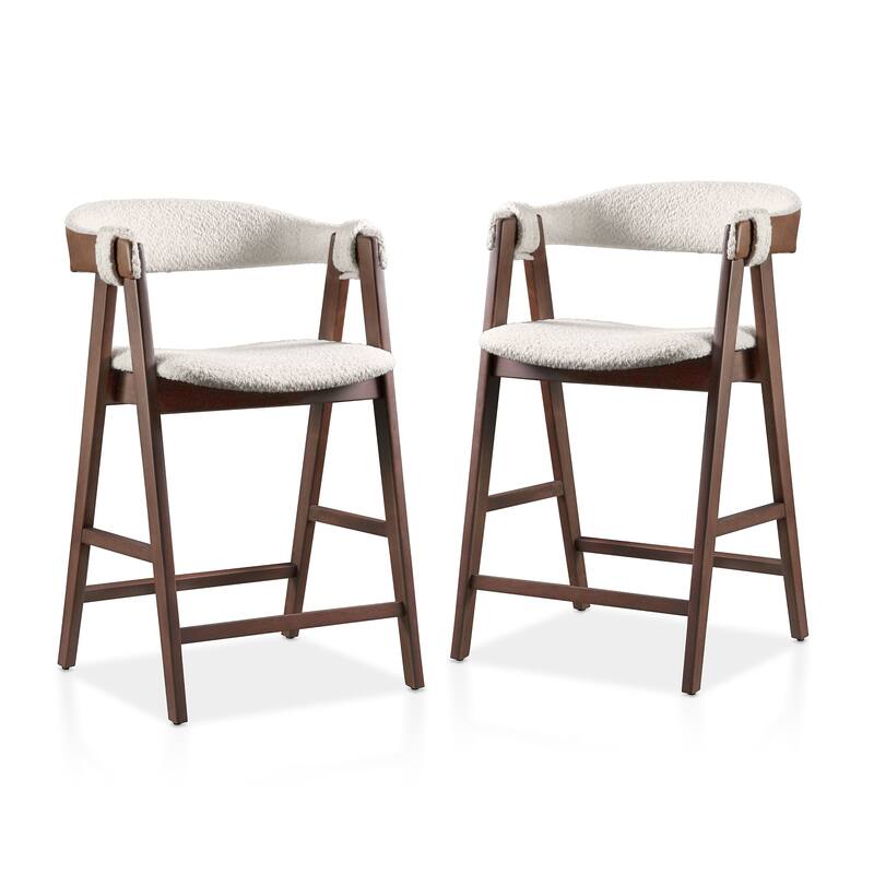 Furniture of America Shaw Mid-century Boucle Counter Height Dining Chairs (Set of 2)