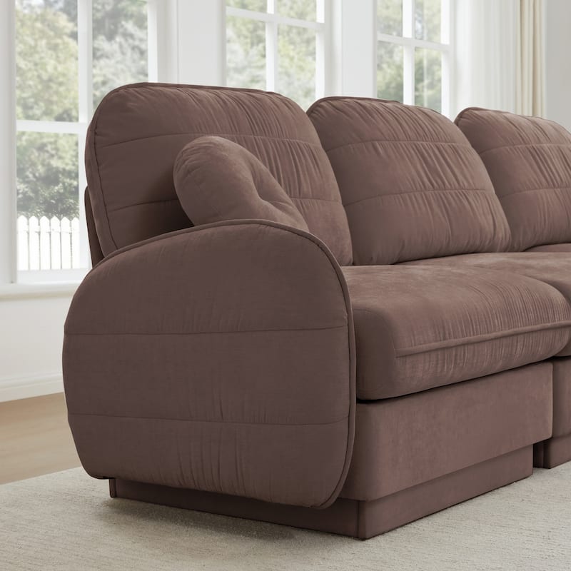 GDFStudio Sylvie Ashworth Chenille Cloud U-Shaped Loveseat Sofa with Movable Ottomans, Deep Seat