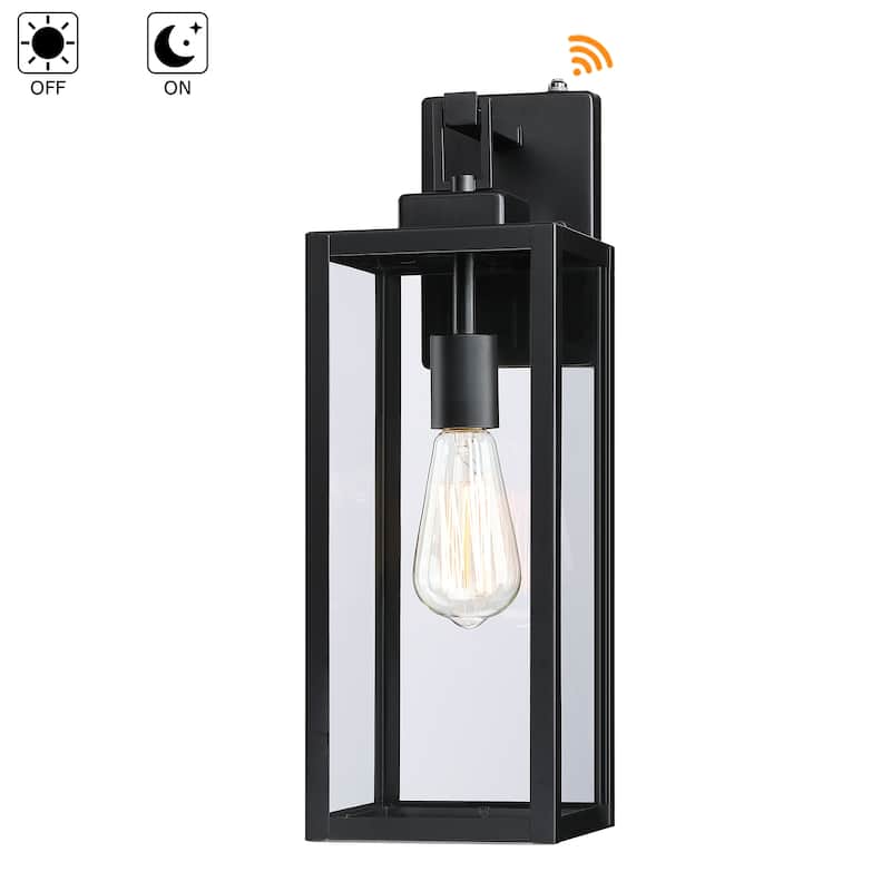2-pack 1-Light 18 inch Matte Black Outdoor Wall Lantern with Clear Glass Shade(dusk to dawn could be chosen)