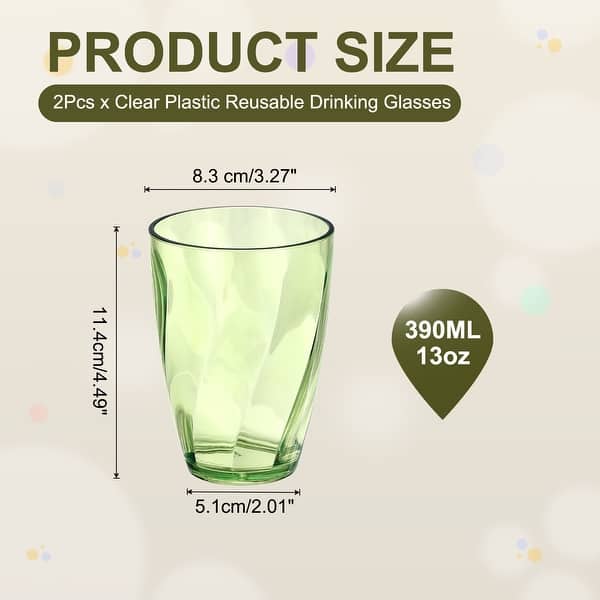 dimension image slide 8 of 18, Clear Reusable Drinking Glasses Diagonal Texture Plastic Cup