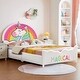 preview thumbnail 1 of 7, Costway Kids Upholstered Platform Bed Children Twin Size Wooden Bed White - 80'' x 42'' x 35''