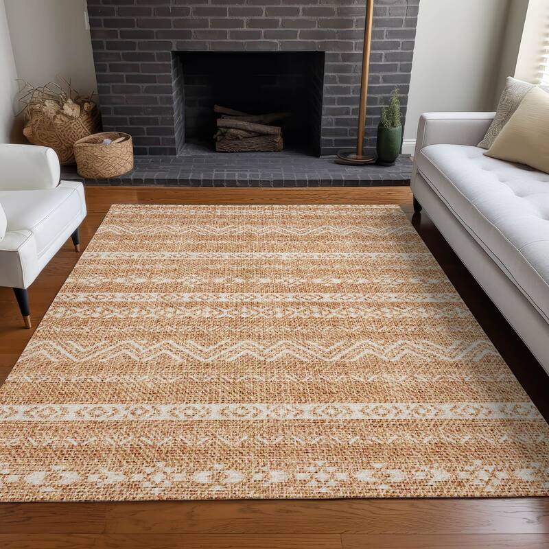 Premium Washable Super Soft Global Stripes Mayfield Rug - Terracotta - 9' x 12' - Rectangle
