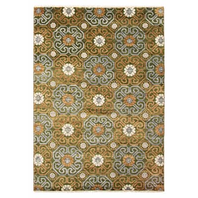 ECARPETGALLERY Hand-knotted Mystique Dark Green Wool Rug - 5'0 x 7'1
