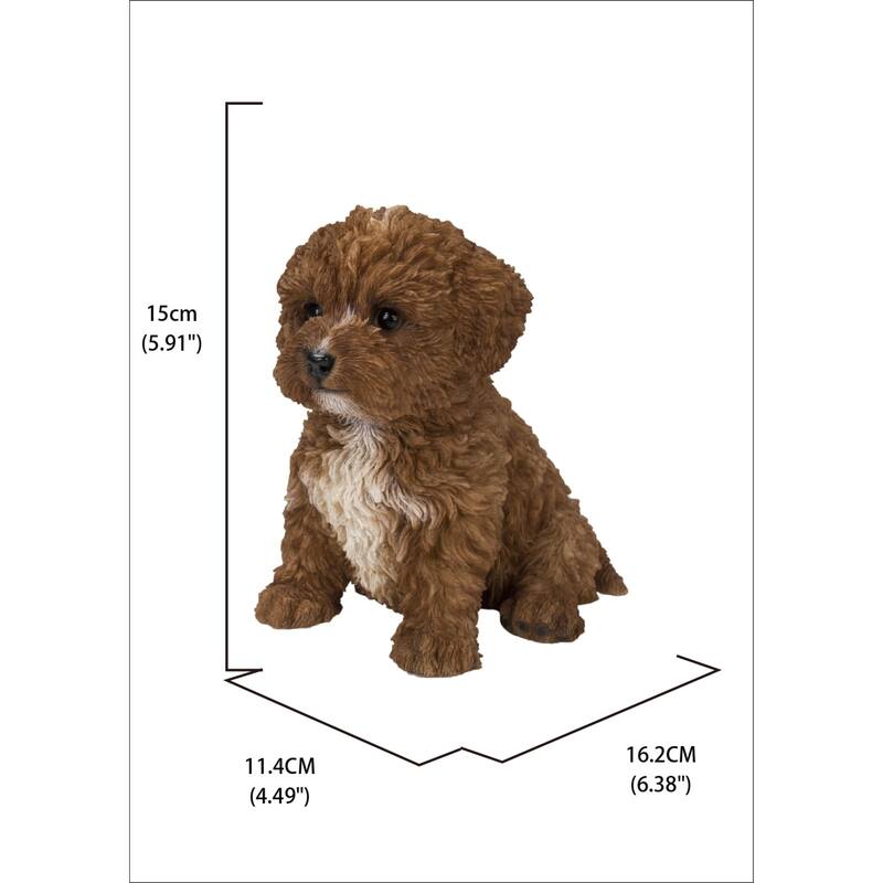 6.25" Sitting Brown Baby Cavapoo Outdoor Garden Statue
