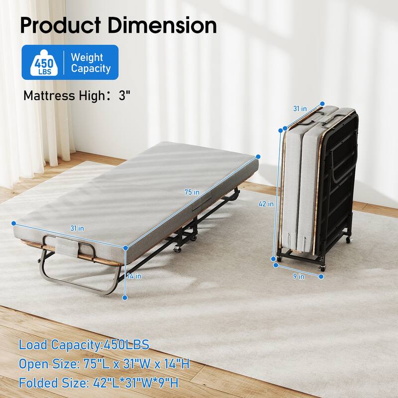 Portable Folding Bed with Memory Foam Mattress