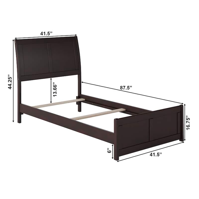 Portland Twin XL Traditional Bed with Matching Foot Board in Espresso